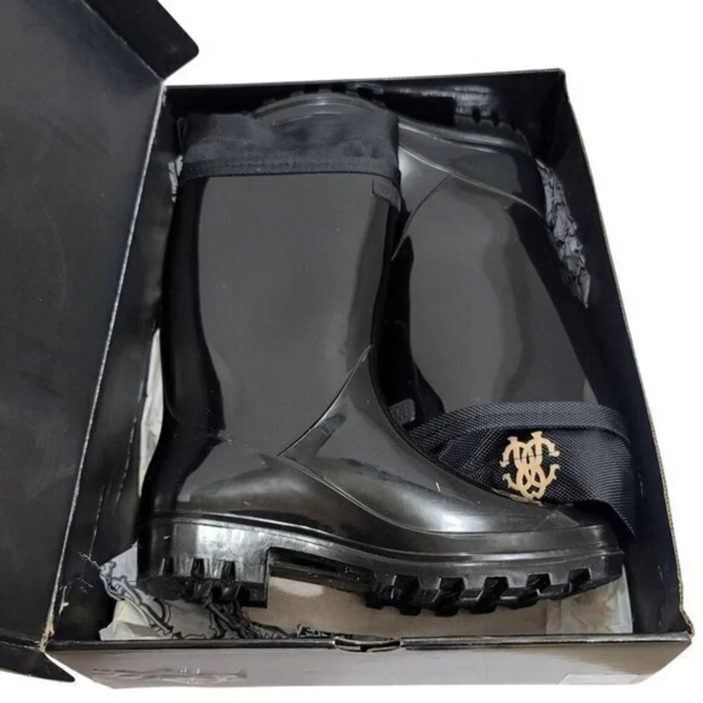 Roberto Cavalli Boots Black Rubber Rain 35